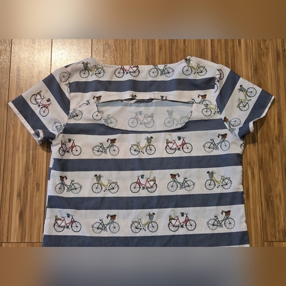 NWOT Sugarhill Striped Bicycle Print Top - Picture 5 of 7